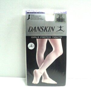 Danskin Girls Footed Tights Sz L Style 58 White Dance, Cheer Textured Run Resist